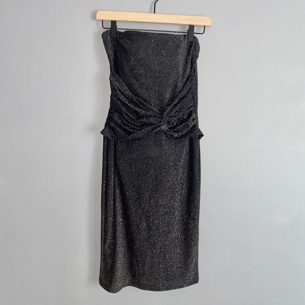 MISS AVENUE Strapless Sparkle Shimmer Party New Years Holiday LBD Dress